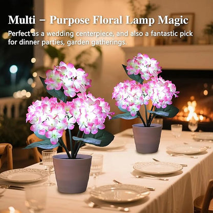 Pink Artificial Hydrangea LED Flower Pot - Lighted Floral Decor for Wedding, Christmas, Home Decor, Battery-Operated Night Light, Gift for Women