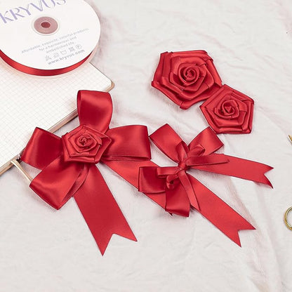 Red Satin Ribbon, Double Faced 7/8 Inch X 50 Yards Red Ribbon, Premium Satin Ribbon for Gift Wrapping, Crafts, Hair Bow Making, Sewing, Flower Bouquet, Wedding Party Decor