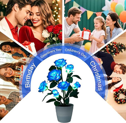 Blue Rose Flower Lamp, Christmas Birthday Gifts for Women Mom Granddaughter Girlfriend Friend Wife Anniversary Birthday, Bedroom Bar Coffee Shop Rose Night Light Lamp Decor
