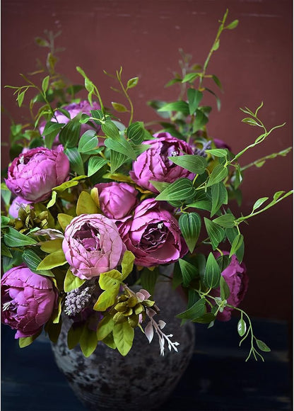 FiveSeasonStuff Vintage Artificial Peonies Silk Peony Flowers and Hydrangeas for Wedding Bridal Home Décor – Beautiful Floral Centerpiece Arrangement Decoration with 2 Bouquets (Thistle Purple)