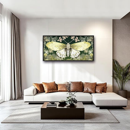 Moth Large Decor Wall Art Framed Pictures for Living Room, Butterfly Insect Oversized Canvas Print Painting Modern Extra Large Framed Artwork for Bedroom Office Home Decor 60"x30"