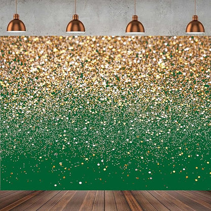 10x8ft Green and Gold Backdrop Golden Spots Backdrop for Photography Vintage Astract Background for Family Birthday Party Newborn Studio Props