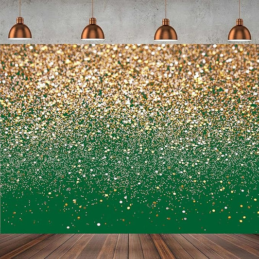 7x5ft Green and Gold Backdrop Golden Spots Backdrop for Photography Vintage Astract Background for Family Birthday Party Newborn Studio Props