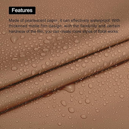 MECCANIXITY Pearlescent Film Flower Wrapping Paper 22.8x22.8 Inch Waterproof for DIY Crafts, Gift/Gift Box Packaging Caramel Color Pack of 10