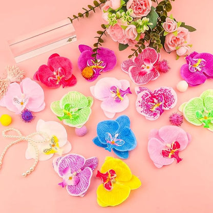 Orchid Petals, 24PCS Artificial Orchids Artificial Flower Heads, Faux Silk Phalaenopsis Butterfly Flower Heads, OrchidIing Petals Artificial Decorations Wedding Party Orchids Heads ﻿