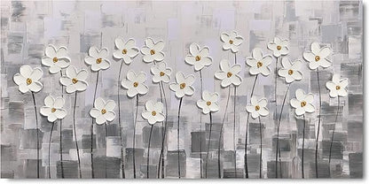 Yihui Arts Abstract Floral Oil Paintings on Canvas Extra Large Hand Painted Modern Stretched Contemporary Wall Art Flowers Artwork for Living Room Home Decor