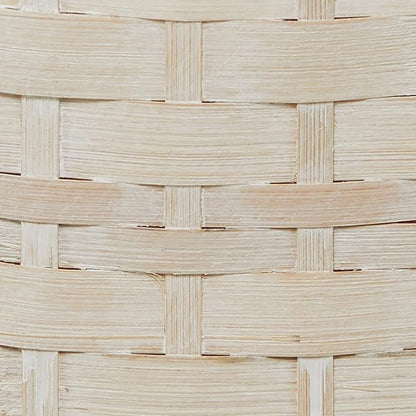 Deco 79 Bamboo Wood Decorative Vase, Tall Woven Floor Centerpiece, Round Vase for Home Decoration, White and Beige, 9" x 9" x 48"