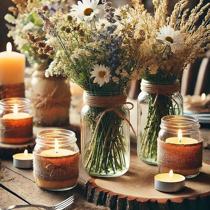 Vintage Glass Flower Vase，48 Pack Farmhouse Transparent White Glass Centerpiece Vases for Weddings, Parties & Home Decor Bulk(48, Transparent)