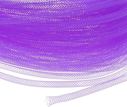 Mesh Tube Ribbon 45 Yards, 4mm Elastic Fabric Ribbons Mesh Tubing for Crafts/Gift Wrapping/Flower Bouquets/Wedding/Birthday/Holiday/Wreaths Christmas/Decoration[Violet]