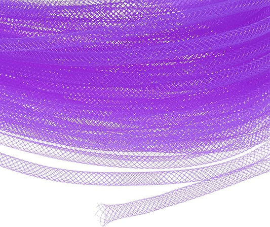 Mesh Tube Ribbon 45 Yards, 4mm Elastic Fabric Ribbons Mesh Tubing for Crafts/Gift Wrapping/Flower Bouquets/Wedding/Birthday/Holiday/Wreaths Christmas/Decoration[Violet]