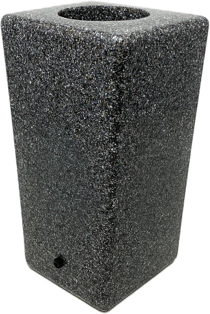 OPTIMUM Square Memorial Cemetery Flower Vase - Plastic (Black Granite) with Metal Ground Spike, Grave Marker, Decorations for Gravesite, Headstone Flowers Holder, Garden Lawn & Yard