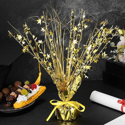 Crowye 3 Pieces Metallic Foil Spray Centerpiece Christmas Party Star Table Decoration Burst Centerpieces Fall Table Decor for Birthday New Year 2026 Party Holiday(Gold)