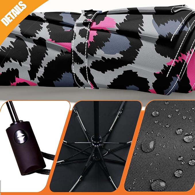 Small Compact Travel Automatic Folding Umbrella for Women, Portable Lightweight, Rain, Wind, UV Sun Shade