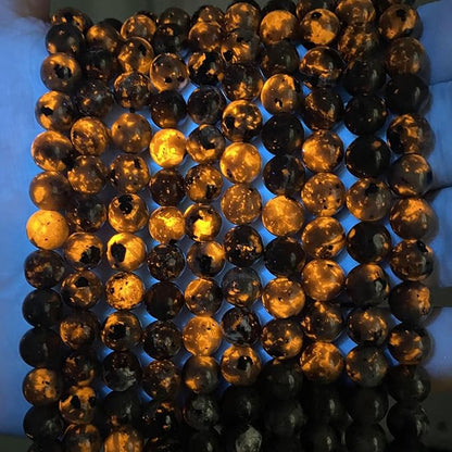 160PCS 4MM Flame Yooperlite Stone Beads Loose Beads for Jewelry Making DIY Bracelets Show Flame Color Under The Irradiation of UV Lamps 2 Strands