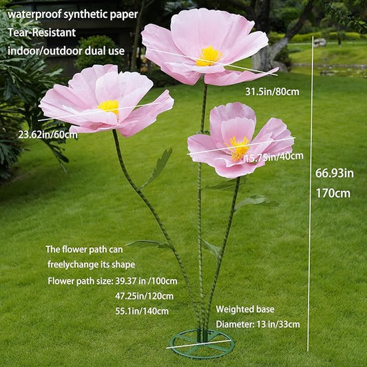 Giant Flowers for Decoration,Large Paper Flowers with Stand,Artificial Flowers for Home Decor,Wedding Background Decor,Shop Window Display,Photography Props,Banquet Party (Pink)