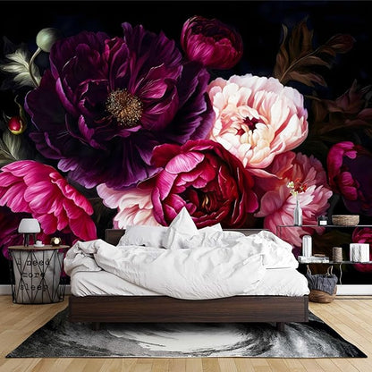 Wall Mural Peel and Stick Vintage Floral Mural- Thick Canvas Waterproof Wallpaper Art for Living Room Bedroom, Large Self-Adhesive Decor (Color-9, 137×98 inch)