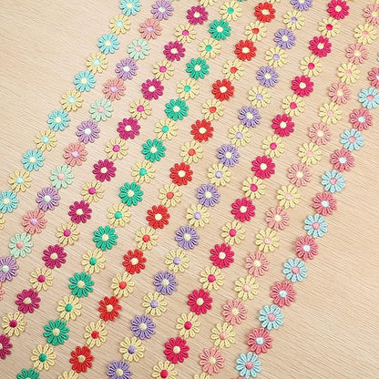 15 Yards Daisy Flower Lace Trim Embroidered Floral Lace Sewing Trim Ribbons for Embellishment Craft Dress Hair Accessories Decorations(White/Lavender)
