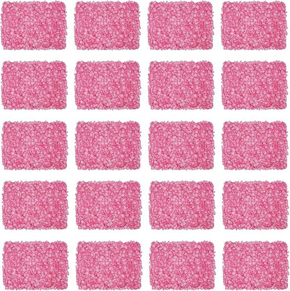 20PCS Artificial Floral Wall Backdrop, 3D Flower Wall Panel, Realistic Silk Flower Backplanes, Roll Up Fake Flower Background for Valentines Wedding Party Photo Arrangement Outdoor Decor(Deep Pink)