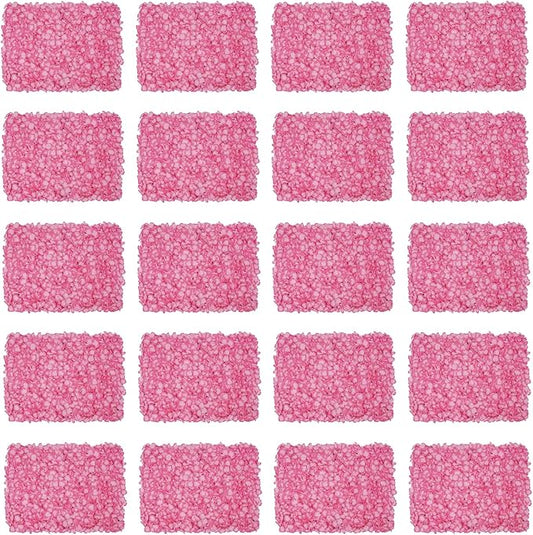 20PCS Artificial Floral Wall Backdrop, 3D Flower Wall Panel, Realistic Silk Flower Backplanes, Roll Up Fake Flower Background for Valentines Wedding Party Photo Arrangement Outdoor Decor(Deep Pink)