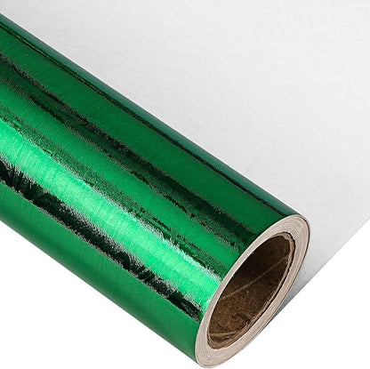 LeZakaa 3D Embossed Floral Foil Gift Wrapping Paper, Vintage Flower Metallic Foil for Birthday Christmas Party Holiday Gift Wrap, for DIY Crafts Scrapbook, Mini Roll 17 inch x 32.8 Ft(Green)
