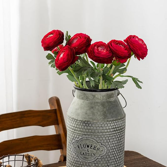 Artificial Ranunculus Flowers with Real Touch Stem, Silk Ranunculus Flowers(10 Pack) (Red)