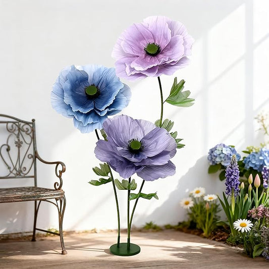 Large Fake Flowers for Decorations, Giant Paper Standing Flowers for Wedding, Home, Office, Valentine’s Day, Easter, Thanksgiving & New Year Party Decor