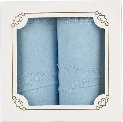 MEEDEE Light Blue Chiffon Ribbon 3 Inch Fringe Ribbons Baby Blue Chiffon Silk Frayed Edge Ribbon Wide Chiffon Ribbons for Crafts, Flower Bouquet, Wedding Favors Wrapping (2 Rolls 10 Yards)