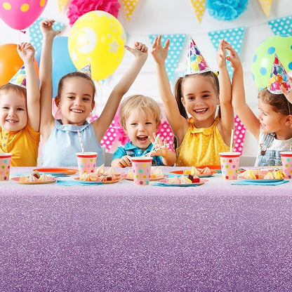 6 Pack Ombre Plastic Tablecloth for Parties, Gradient Pastel Purple Disposable Tablecloths for Rectangle Tables, Sprinkle Table Cover for Wedding Birthday Anniversary Party, 54 x 108Inch