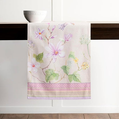 Maison d' Hermine Table Runner 100% Cotton Double Layer Table Runners 108 inches Long Decorative for Home Kitchen Dining Party Wedding Bridal Shower Spring Summer (Magnolia Mornings, 14.50" x 108")