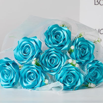 1-1/2 Inch Wide Peacock Blue Satin Ribbon, 50 Yards Solid Polyester Fabric Ribbon for Roses Making, Gift Wrapping, Christmas, Wedding Decorations, Crafts, Bows, Flower Bouquets