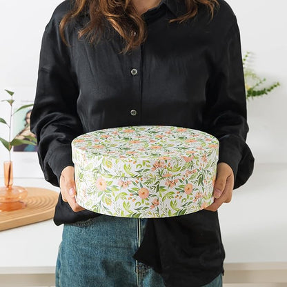 Soul & Lane Wild Flowers Oval Storage Boxes for Home Décor - Set of 2: Floral Gift Boxes with Lids for Presents, Decorative Photo Storage Cartons, Stackable Paperboard Containers for Organizing