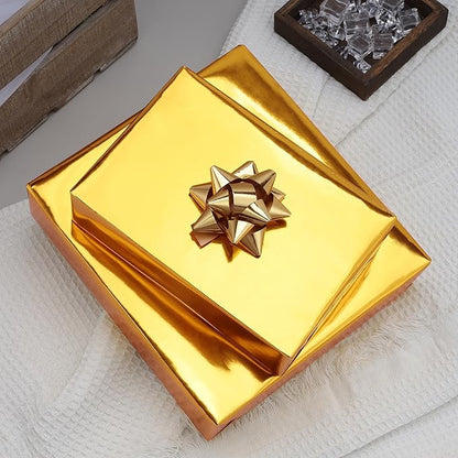 LaRibbons Gold Metallic Wrapping Paper, 30 Inch X 33 Feet (82.5sq.ft) Solid Color Paper Roll, Gift Wrapping Paper Rolls for Wedding, Birthday, Baby Shower