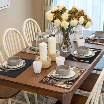 Coffee Table Placemats Set, Hot Mocha Latte Milk Typography on Scribble Backdrop, Set for Dining Table Decor 4 PCS, Cafe-2