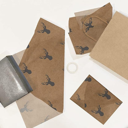 Deer Heads Printed Tissue Paper for Gift Bags or Boxes and Wrapping - Bulk Decorative Art Tissue Paper for Packaging and Gifting | 24 Sheets 20" x 30"