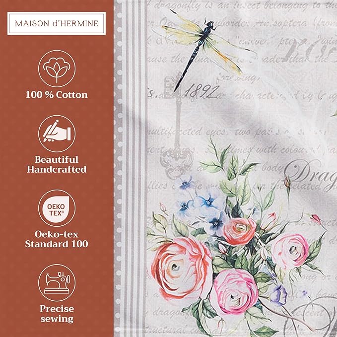 Maison d' Hermine Placemats Set of 2 100% Cotton Washable Cloth Place Mats, Reusable Table Mats for Kitchen Dining Decoration, Party, Wedding, Restaurant Spring/Summer (Champ De Mars, 13" x 19")