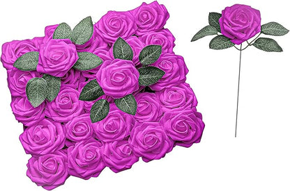 Blush Pink Artificial Roses 25pcs, Real Looking Fake Flowers with Stems for DIY Wedding Centerpieces, Bridal Shower, Party, Valentine's Day Gift, Home Decor