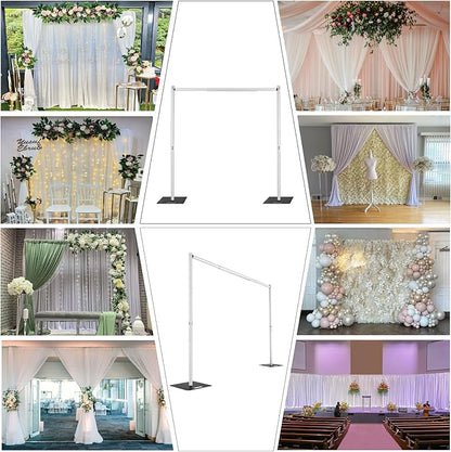 Pipe and Drape Backdrop Stand,8ft x 10ft Backdrop Stand, Adjustable Metal Heavy Duty Wedding Background for Parties Birthday Party Baby Shower Wedding Decorations