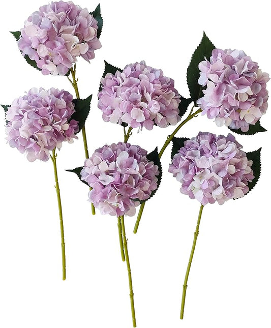 Light Purple Hydrangea Artificial Flowers,10 Pcs Faux Light Purple Hydrangea Flowers,Artificial Hydrangeas Flowers with Stems,Fake Hydrangeas with Stems for Home Decor