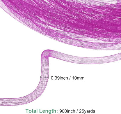 Mesh Tube Ribbon 25 Yards, 10mm Elastic Fabric Ribbons Mesh Tubing for Crafts/Gift Wrapping/Flower Bouquets/Wedding/Birthday/Holiday/Wreaths Christmas/Decoration[Persian Rose]
