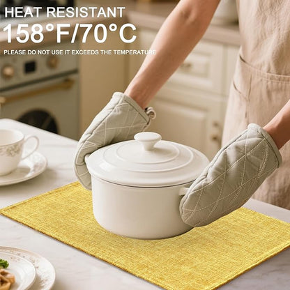 Homaxy Cloths Placemats for Dining Table Set of 4, Heat Resistant Washable Cotton Linen Blend Table Mats, Ideal for Kitchen Party Dining Decoration, 13" x 19", Mustard Yellow