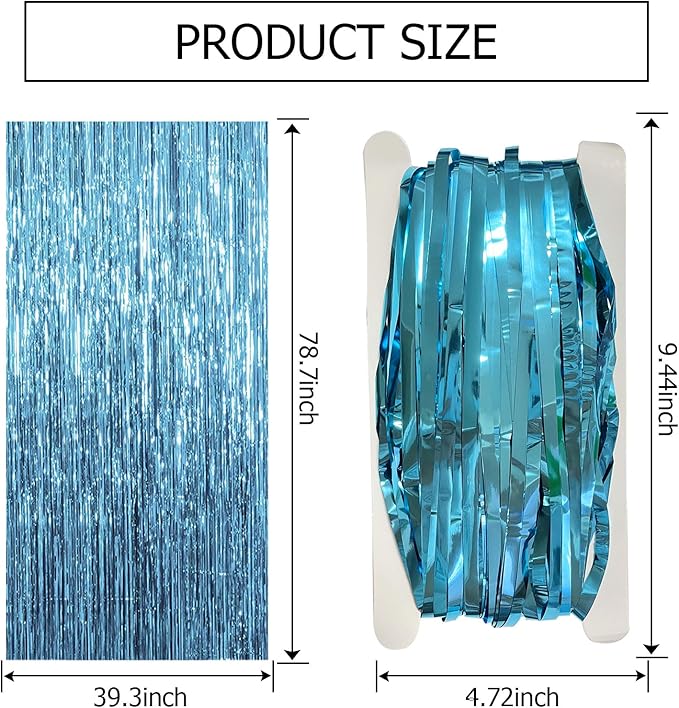 5 Pack Blue Backdrop Curtain Tinsel Streamers Ocean Themed Decor Birthday Party Decorations Foil Fringe Backdrop Graduation Baby Shower Bachelorette Winter Party Decorations Supplies