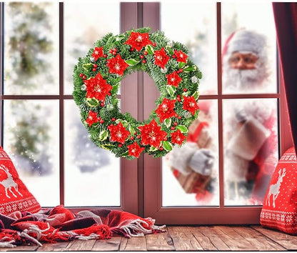 Boao 24 Pieces Glitter Poinsettia Artificial Christmas Flowers Poinsettia Decorations Wedding Christmas Tree Ornaments, 3/4/6 Inches (Red)