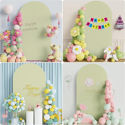 Wokceer 7.2FT Wedding Arch Backdrop Cover Spandex Fitted Sage Green Arch Covers Round Top Chiara Arches Backdrop Cover for Birthday Party Ceremony Banquet Decoration