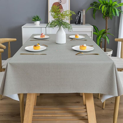 Rectangle Table Cloth,100% Waterproof Tablecloth Oil Proof Spill Proof Vinyl Table Cloth, Wipe Clean Plastic Table Cover for Dining, Camping, Indoor and Outdoor 54" x 84",Grey