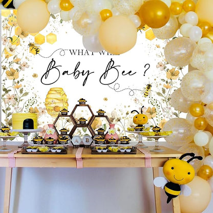 Avezano Bee Gender Reveal Backdrop What Will Baby Bee Photography Background Bumble Honeycomb Gender Reveal Party Decorations Banner Floral Theme Baby Shower Photo Backdrops (7x5ft)