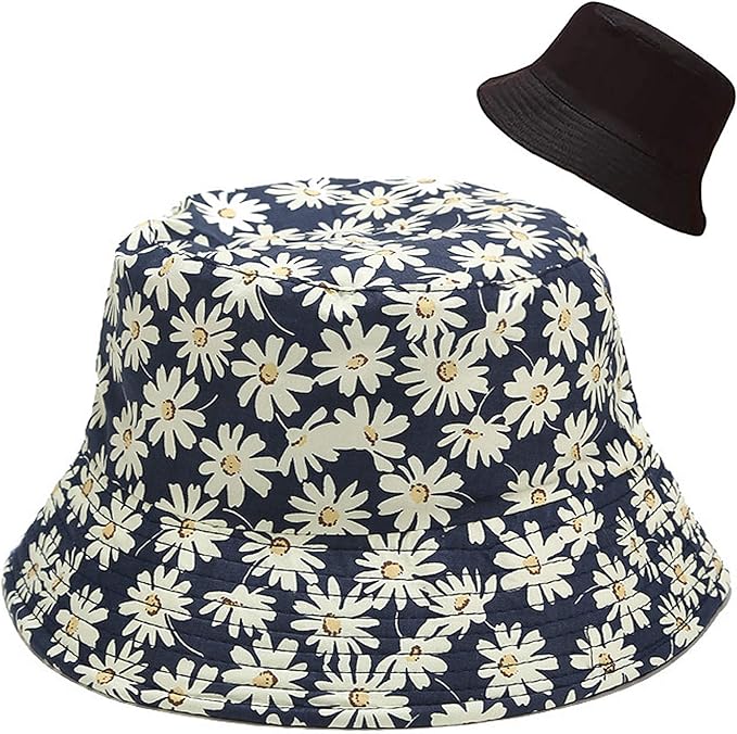 XYIYI Cute Bucket Hat Beach Fisherman Hats for Women, Reversible Double-Side-Wear