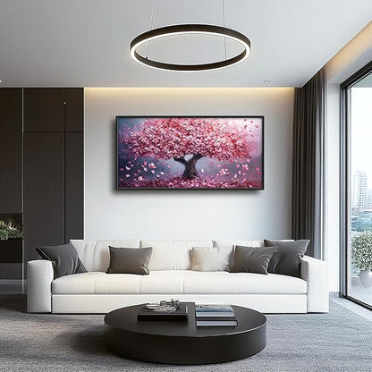 Tree Large Wall Art Romantic Pink Cherry Blossom Flowers Pictures Wall Decor Big Floral Tree of LifeCanvas Painting Prints Framed Artwork Home Decorations for Living Room Dining Room Bedroom Office 60"x30"
