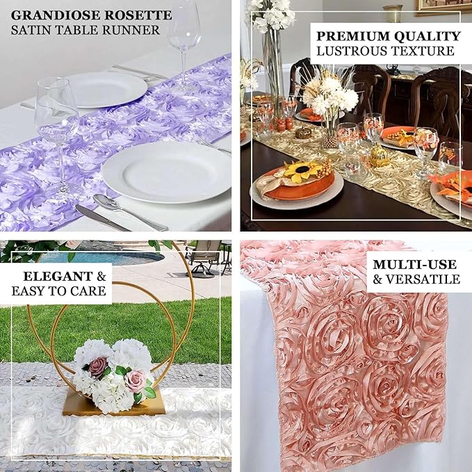 Efavormart Wonderland Rosette Premium Table Runners for Weddings Party Banquets Decor Fit Rectangle and Round Table - White