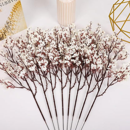 Babys Breath Artificial Flowers, 8 Bundles White Real Touch Fake Flowers Silk Flowers Bulk for Vase Home Office Wedding Spring Indoor Outdoor Centerpiece Table Party Decorations