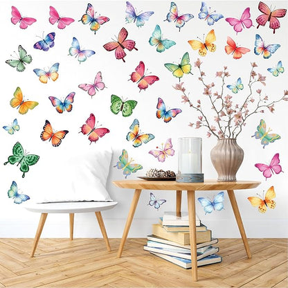 AOWDIAO 62 Large Butterfly Wall Decals - Peel and Stick Vinyl Wall Stickers for Room Decor, Safe for Walls, Repositionable